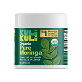 Kuli Kuli Moringa capsules bottle front highlighting nutrient dense energy support