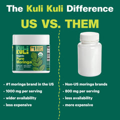 Kuli Kuli Moringa label closeup emphasizing 1000 mg per serving
