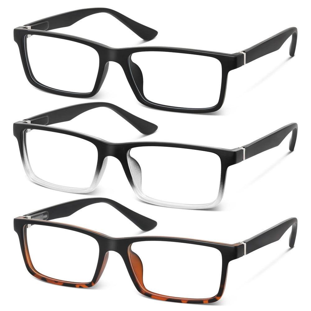 Kunchu blue light blocking square reading glasses for crisp text and eye relief.