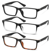 Kunchu blue light blocking square reading glasses for crisp text and eye relief.
