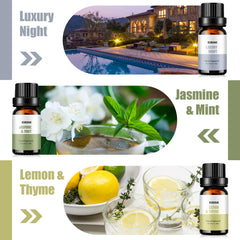KURJIME Jasmine & Mint diffuser oil bottle with calming aroma for living spaces.