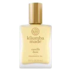 Kuumba Made Vanilla Bean Fragrance Oil bottle, warm aroma for cozy spaces.