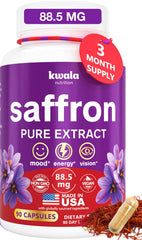 Kwala Nutrition saffron bottle close-up showing pure extract for mood support