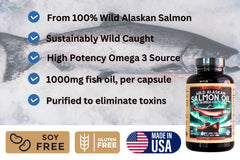 Kwee-Jack Salmon Oil label close-up highlighting purity and USA-sourced ingredients.