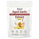 Kymezol Elare aged garlic bottle shows premium organic garlic source and packaging benefits.