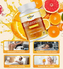 Kynderynl capsules pouring from bottle highlighting citrus bioflavonoids and absorption
