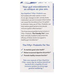 Kyo-Dophilus Fifty Plus packaging shows no refrigeration required.