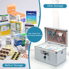 KYODOLED Locking Key Medicine Box open lid for easy access and organization.