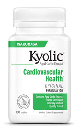 Kyolic Aged Garlic Extract Formula 100 bottle front for cardiovascular support.