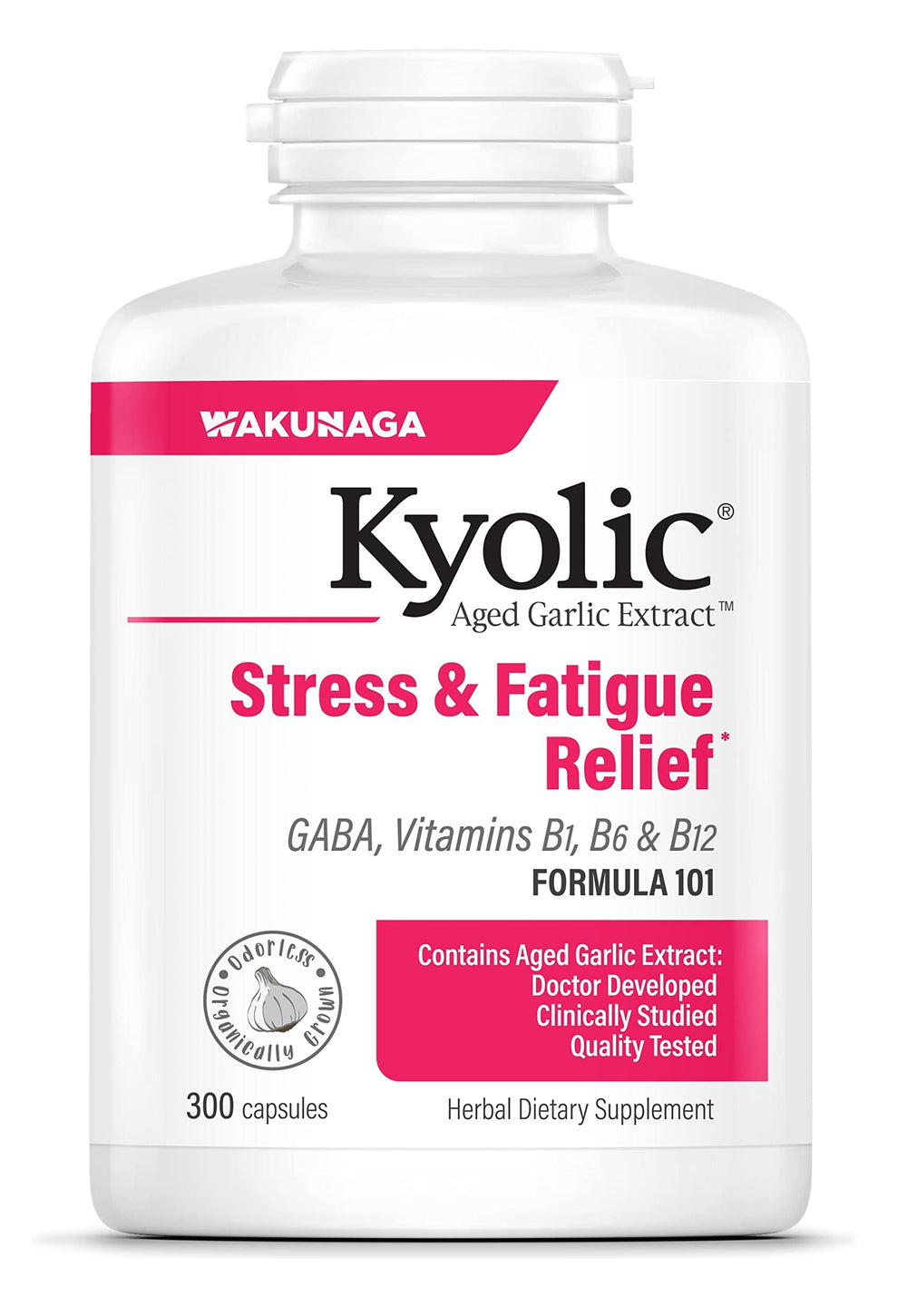Kyolic Formula 101 bottle with aged garlic extract capsules for overall wellness