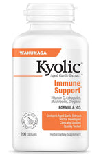 Kyolic Aged Garlic Extract Formula 103 bottle front, odorless immune-supporting formula