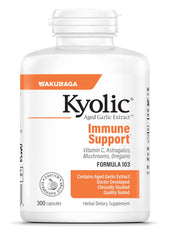 Kyolic Aged Garlic Extract Formula 103 bottle for odorless daily immune support.