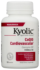 Kyolic Aged Garlic Extract Formula 110 bottle, promoting easy daily cardiovascular support.