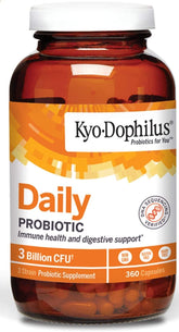 Kyolic Kyo-Dophilus daily probiotic bottle supports digestive balance and immune wellness