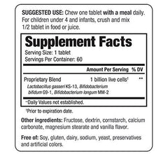 Kyolic Kyo-Dophilus Kids vanilla chewables for digestive balance.