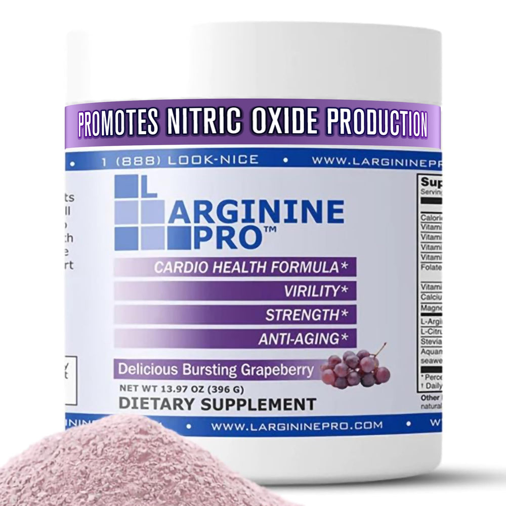 L-ARGININE PRO tub front label shows high-dose L-Arginine and L-Citrulline