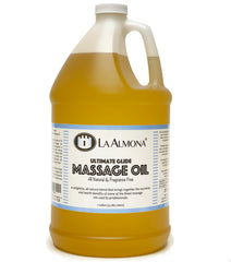 La Almona Ultimate Glide Massage Oil refill jug for smooth, residue-free massages at home or spa