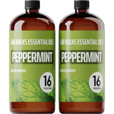 Lab Bulk Peppermint essential oil bottle pour for diffusers and DIY blends.