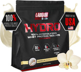 Labrada Hydro vanilla protein tub front highlighting lactose-free formula for easier digestion