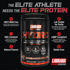Labrada Pro Series Hydrolyzed whey canister emphasizes a clear ingredient list