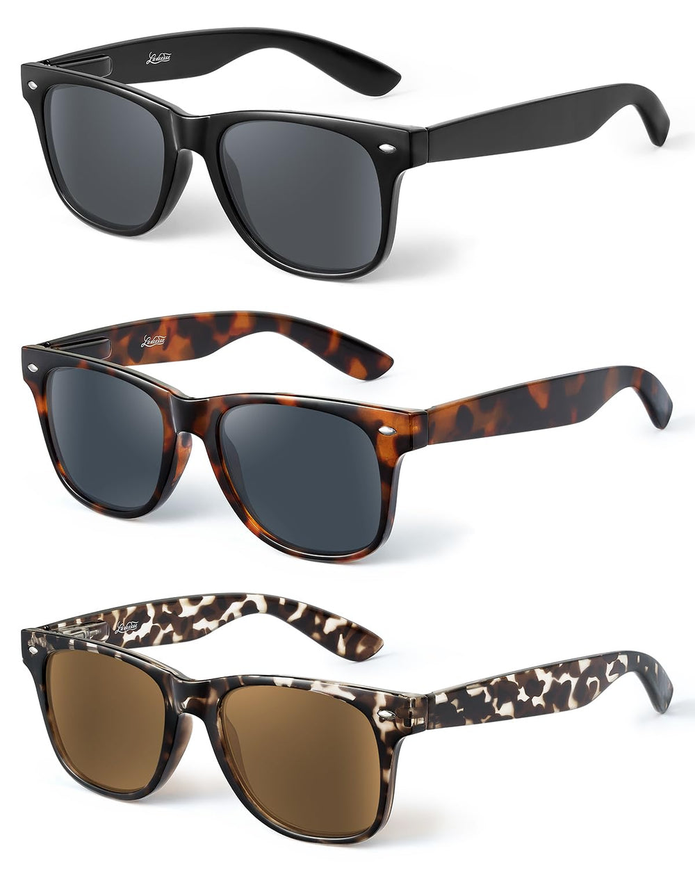 LADEESSE 3-pack reading sunglasses in multi-color frames for versatile outdoor styling.