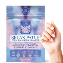 Laki Naturals Relax Patch worn on the arm for discreet calm.