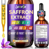 LAMFQA saffron extract liquid bottle for convenient daily drops and antioxidant support.