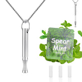LAMKHOO Breathing Necklace with mint pod inhaler chamber for craving relief.