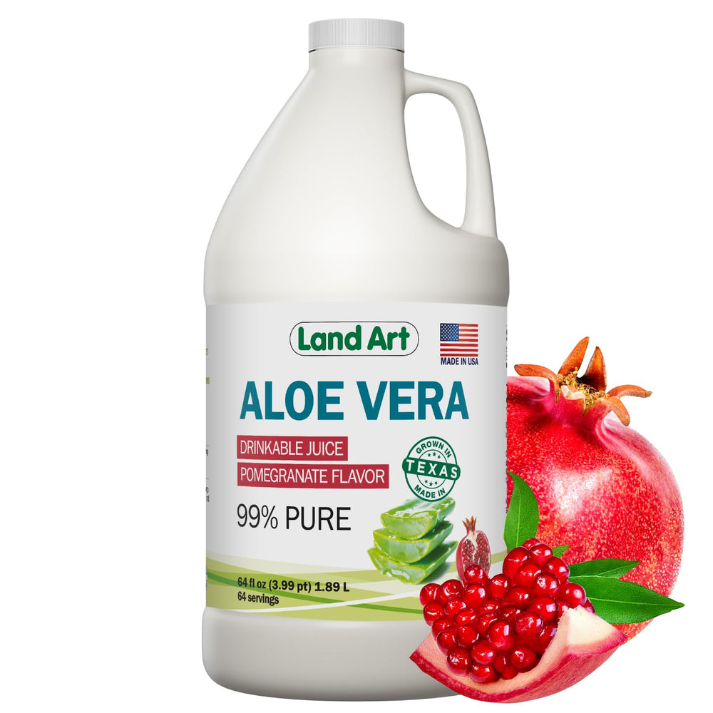 Land Art Aloe Vera Juice bottle with pomegranate flavor for daily hydration