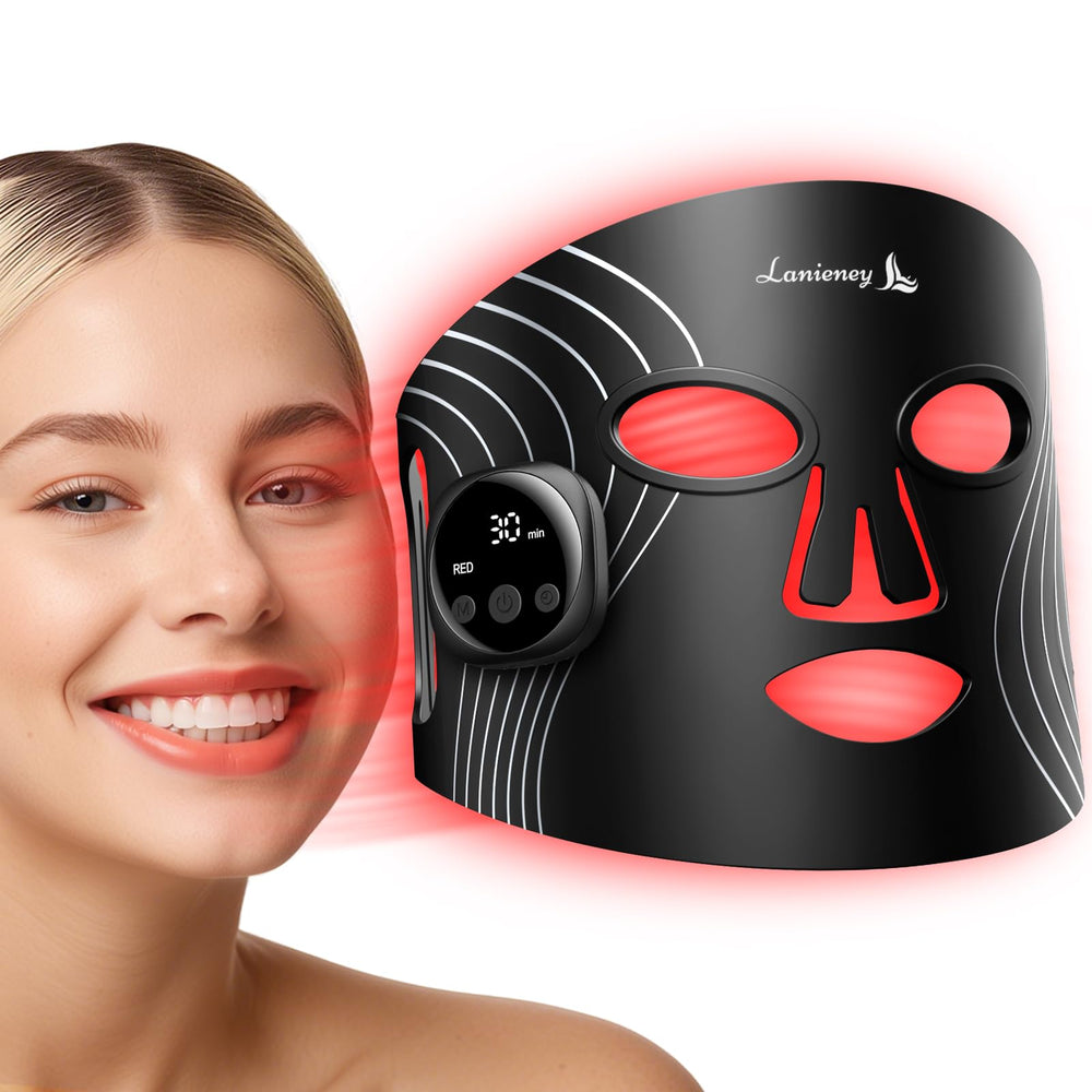 Lanieney red light therapy mask with wireless controller for seamless at-home use