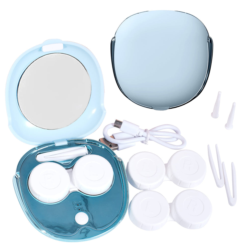 Lasiyanor contact lens cleaner ultrasonic blue with USB charging for on-the-go cleaning.