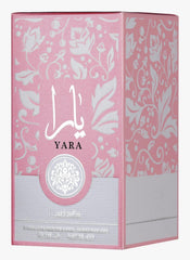 Lattafa Yara fragrance-notes close-up highlights tangerine and orchid for daytime charm.