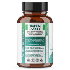 Layer Origin PureHMO bottle pour demonstrates easy daily dosing for gut-friendly use