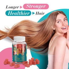 Lazpowfi Biotin Gummies focusing on hair, skin, and nails in a compact bottle