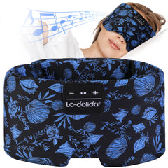LC-dolida sleep mask with Bluetooth headphones close-up showing 100% light blocking