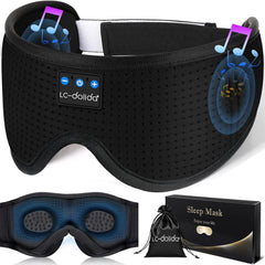 LC-dolida sleep mask with Bluetooth headphones front view for travel listening