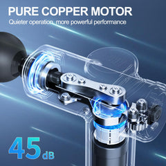 LEERCON massage gun with four heads demonstrates versatile attachment options.