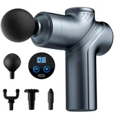 LEERCON massage gun with four interchangeable heads for deep tissue relief after workouts.