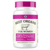 Left Coast Performance Beef Organ capsules bottle view highlights energy support and balanced vitality.