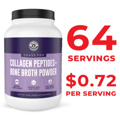 Left Coast Performance bone broth ingredients panel showing chondroitin and hyaluronic acid.