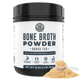 Left Coast Performance bone broth protein powder tub showing unflavored formula