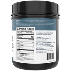 Left Coast Performance Collagen Peptides jar highlighting grass-fed protein use