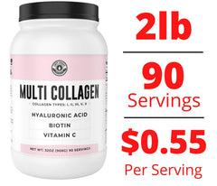 Left Coast Performance collagen powder being scooped for daily use