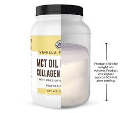 Left Coast Performance MCT Oil Powder vanilla mix; versatile daily addition for beverages.