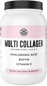 Left Coast Performance multi collagen jar front with premium blend for hair, skin, nails