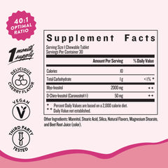 Legendairy Milk Pure Inositol chewable tablets on hands showing convenient cycle support.