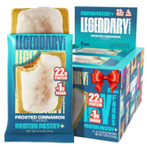 Legendary Foods Frosted Cinnamon pastry box showing an eight-pack for keto-friendly snacking on the go