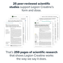 LEGION blue raspberry creatine powder with scoop supports training and recovery