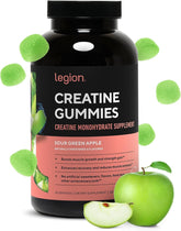 LEGION Creatine Monohydrate Gummies bottle for convenient daily workouts.