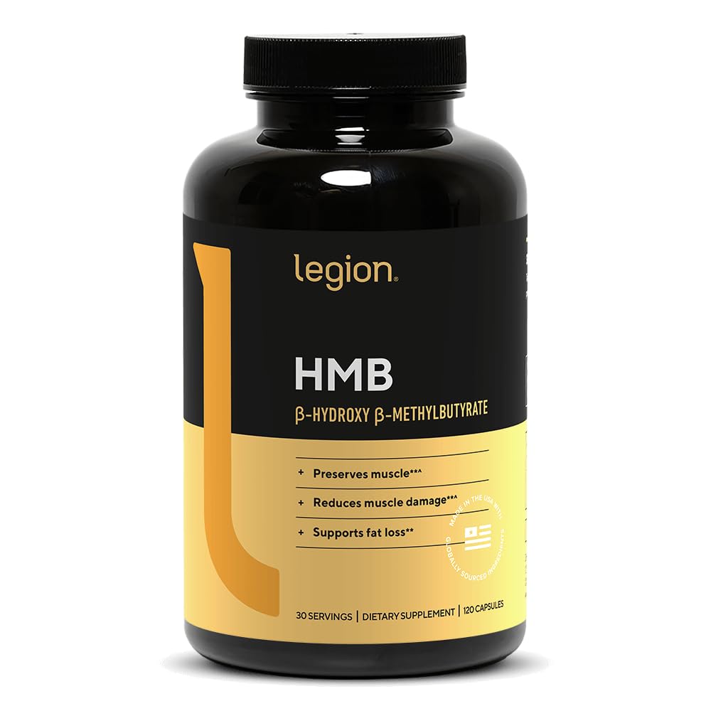 LEGION HMB bottle front shows convenient capsule format for on-the-go use.